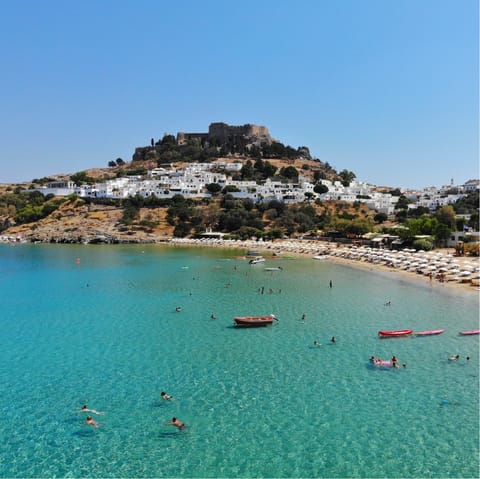 Explore the beautiful island – your home is near the inland village of Salakos, around fifteen minutes' drive from the coast