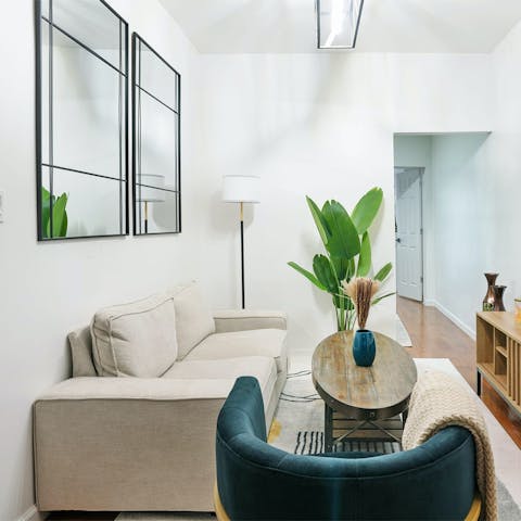 Relax in the lounge area after a busy day exploring the Big Apple