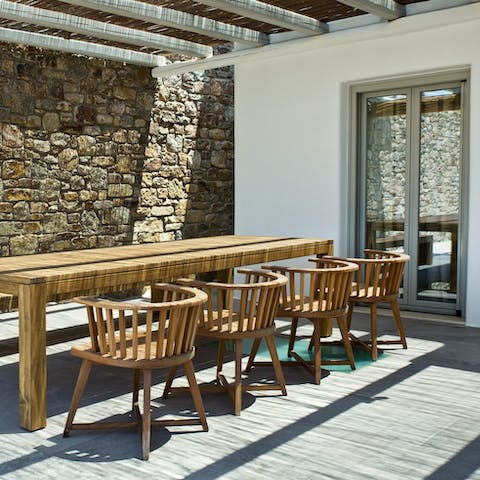 Serve up local Greek delicacies at the alfresco dining area