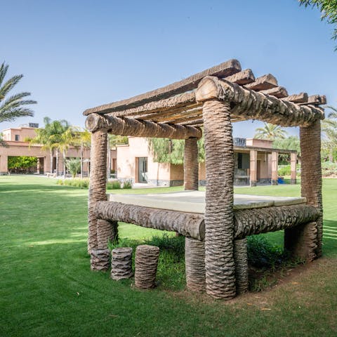 Break away for a nap in the garden's unique day bed