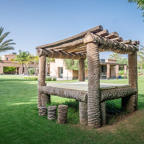 Break away for a nap in the garden's unique day bed
