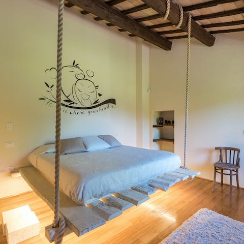 Have sweet dreams in the unique suspended bed