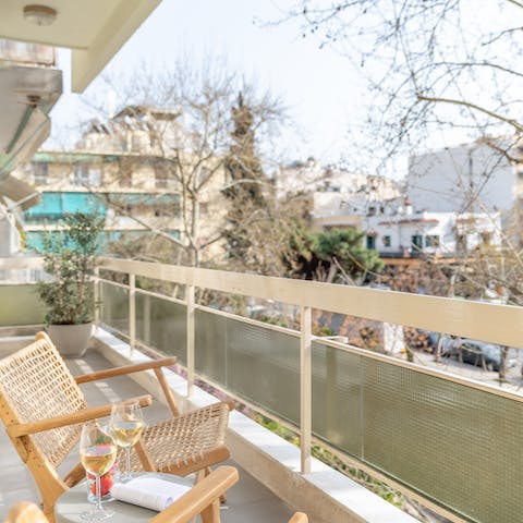 Enjoy your morning coffee on the private balcony