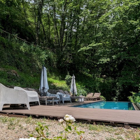 Listen to the soothing sound of the river while relaxing in the Italian sun