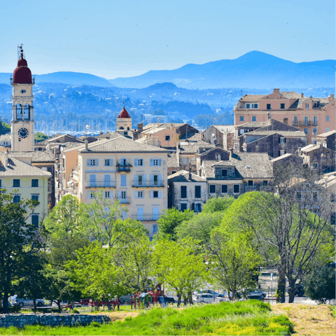 Arrive by ferry to Corfu Town after a short drive to the port – only two hours in total