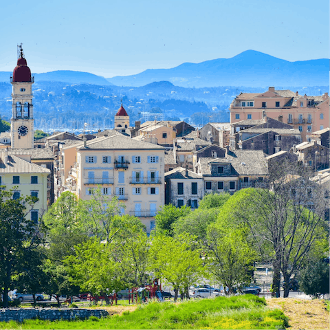 Arrive by ferry to Corfu Town after a short drive to the port – only two hours in total