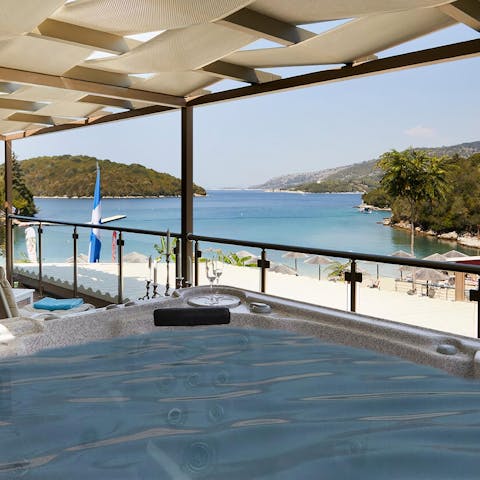 Treat yourself to a long, luxurious soak in the hot tub