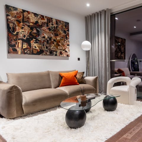 Curl up with a drink in the living space