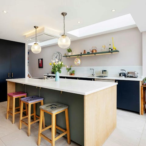 Rustle up a family meal in the generous kitchen