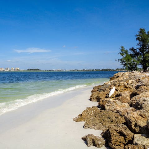 Sink your toes into the white sand at Siesta Key Beach, only one block  away