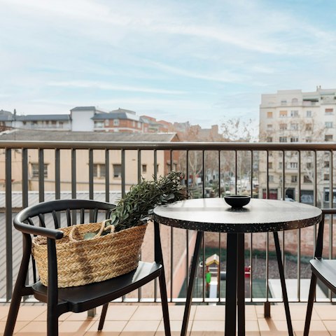Sip your morning coffee on the private balcony