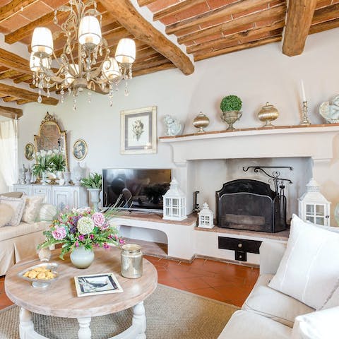 Light up the fireplace and get toasty when the nights get chilly