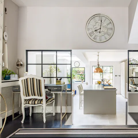 Catch up on work in the study area off the kitchen