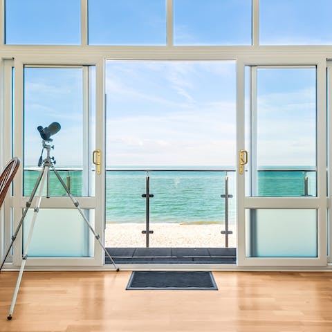 Look for stars above the sea using the telescope