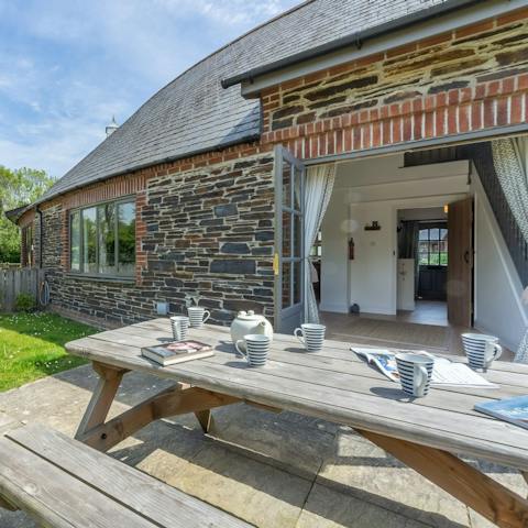 Drink in morning sunshine and cuppas from the private terrace