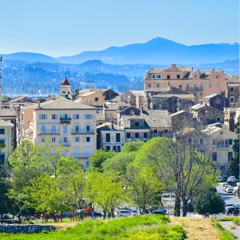 Take a day trip to Corfu Town, just a thirty-minute drive away
