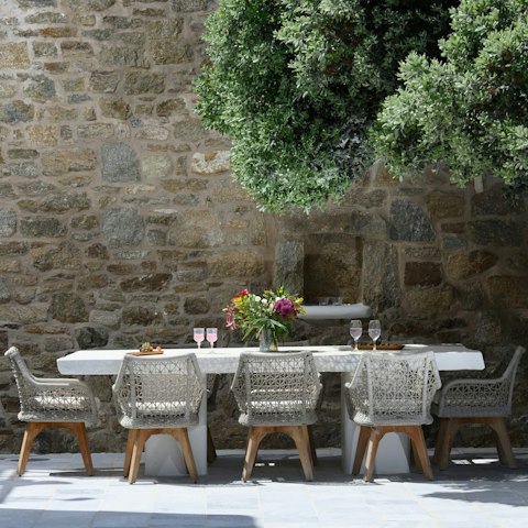Gather around the outdoor dining table for long alfresco lunches