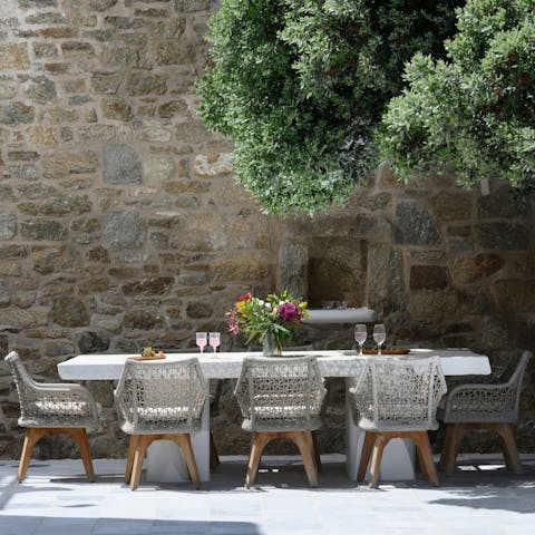 Gather around the outdoor dining table for long alfresco lunches