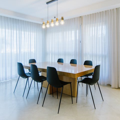 Tuck into delicious potato burekas in the dreamy dining area