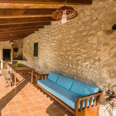 Chill out on the covered terrace after a day on one of Pollença's fabulous beaches