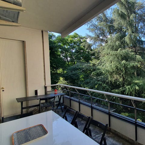 Enjoy alfresco meals on the private balcony