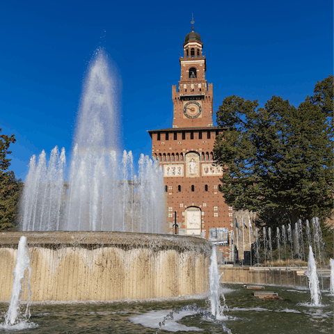 Visit Sforzesco Castle, also fifteen minutes away on foot