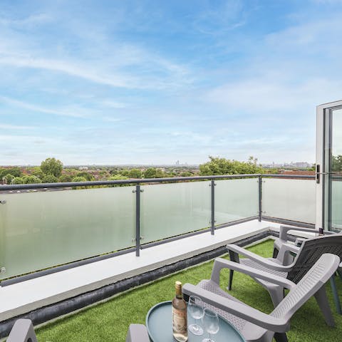 Enjoy far-reaching views of London from the balcony