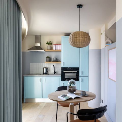 Keep yourself going with coffee from the kitchenette