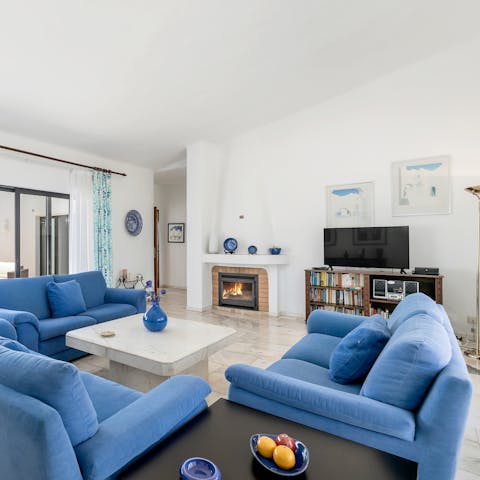 Gather in front of the fire in the colder months and enjoy a movie night