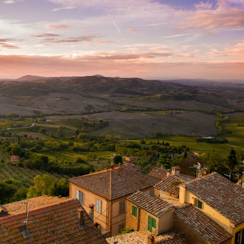 Visit the medieval hilltop town of Montepulciano,  less than a ten-minute drive away