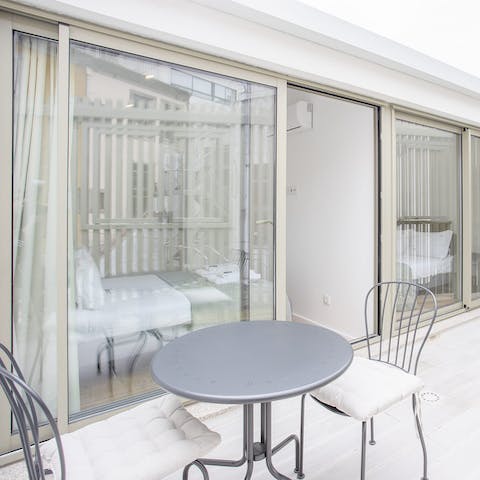 Catch the evening sun on the private balcony