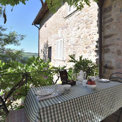 Enjoy some panzanella on one of two private dining terraces