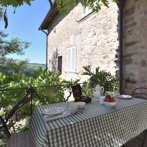 Enjoy some panzanella on one of two private dining terraces