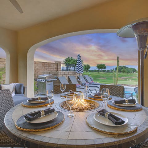 Gather for magical sunset meals on the terrace