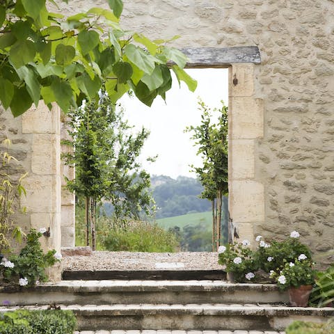 Explore the beautiful gardens and admire the valley views