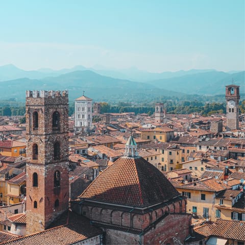 Wander the cobbled streets of the historic city of Lucca, which can be reached in a fifteen-minute drive