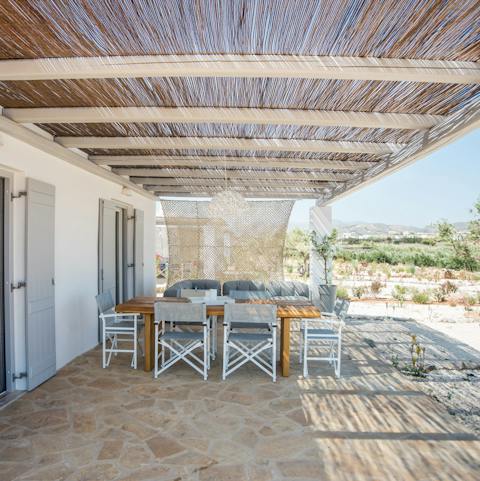 Come together for a leisurely lunch on the shaded veranda