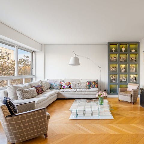 Sip a glass of Champagne in the elegant main living area