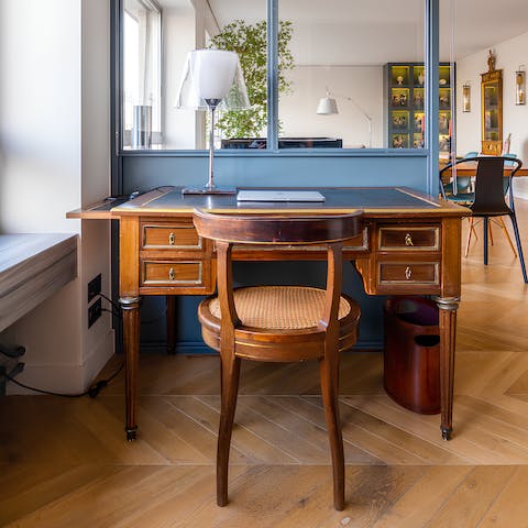 Catch up on work at one of the desk spaces provided