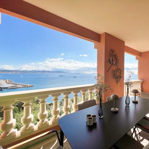 Admire sea views from the private balcony