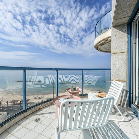 Start your mornings with a cup of coffee on the private balcony