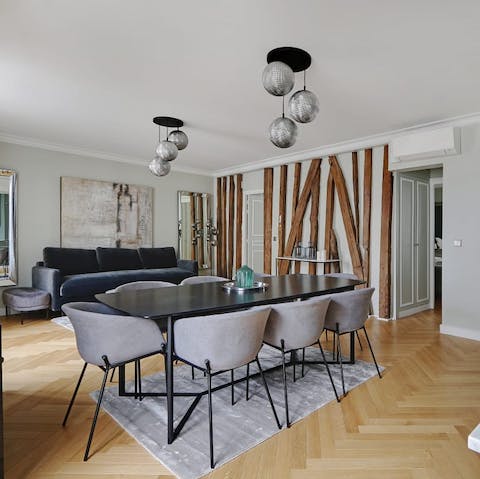 Gather around the living area's chic dining table for a celebratory meal when you're not out sampling the local restaurants