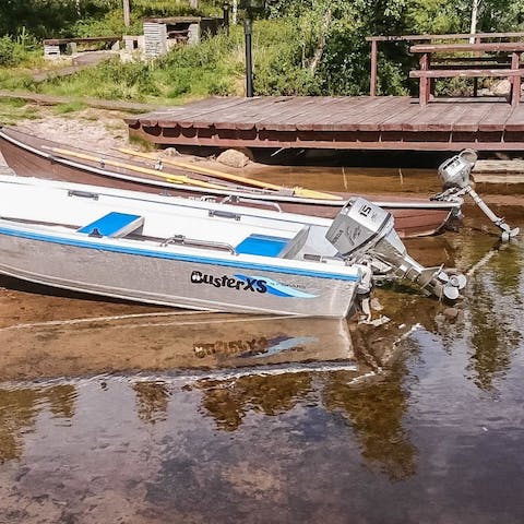 Rent out one of the motorboats for some fun on  Lake Inari