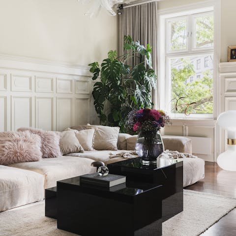 Curl up on the cosy sofa after a long day of sightseeing