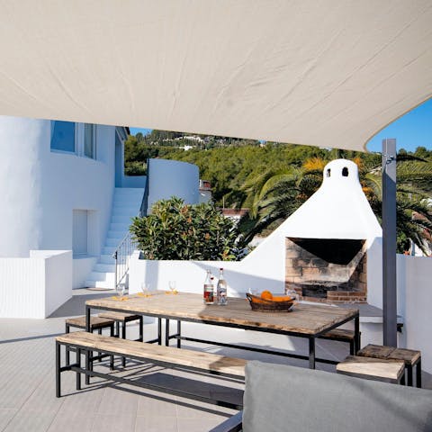 Grill something special with the home's barbecue