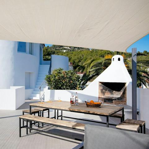 Grill something special with the home's barbecue