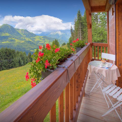 Sip your morning coffee as you drink in the mountain views