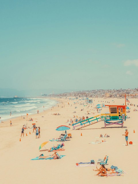 Soak up the sun on Hermosa Beach, a short walk away