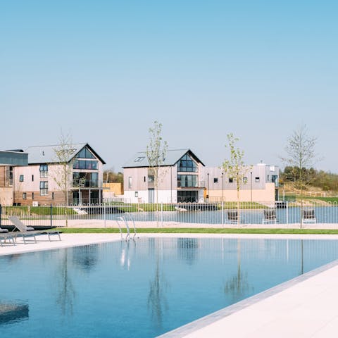 Head to the communal pool for a refreshing swim