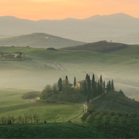Explore the varied Tuscan landscape surrounding this home